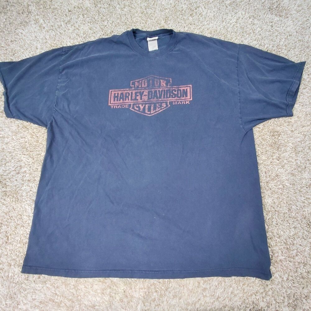 Vintage Harley Davidson Virginia Beach T-Shirt Mens 4XL Blue Motorcycle USA Made